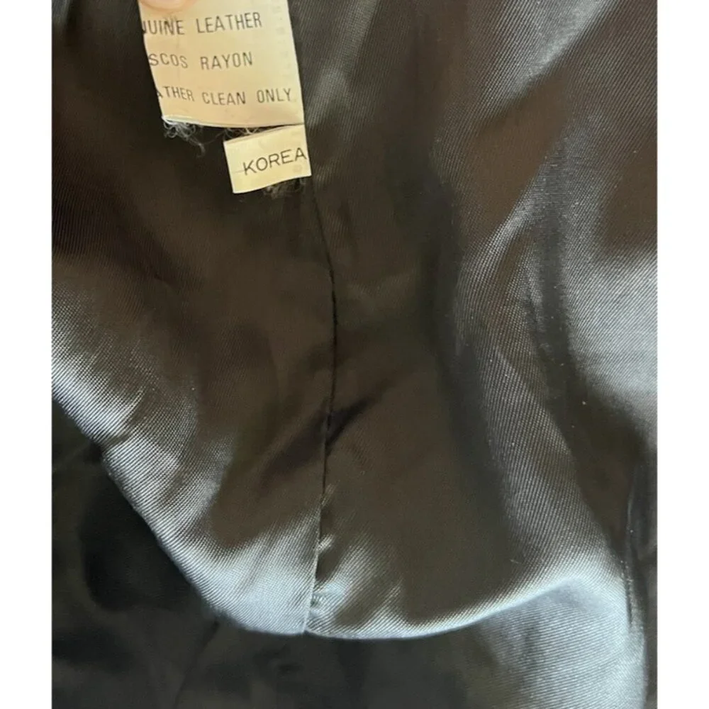 Vintage Reed Leather Black Motorcycle Plaid Lined Jacket Men’s Sz Large 48